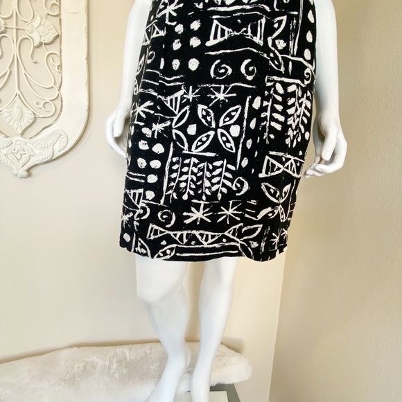 George Georgiou | Womens Vintage Black/White Silk Pattern Shift Dress | Size: M - Picture 4 of 8